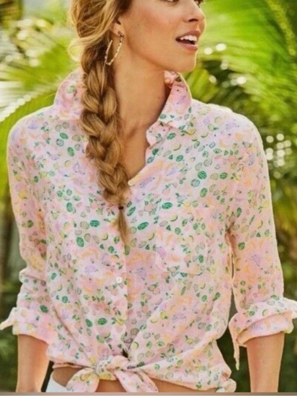 Lilly Pulitzer Sea View Button Down Shirt Urchin Pink Lil’ Juicy Fruit